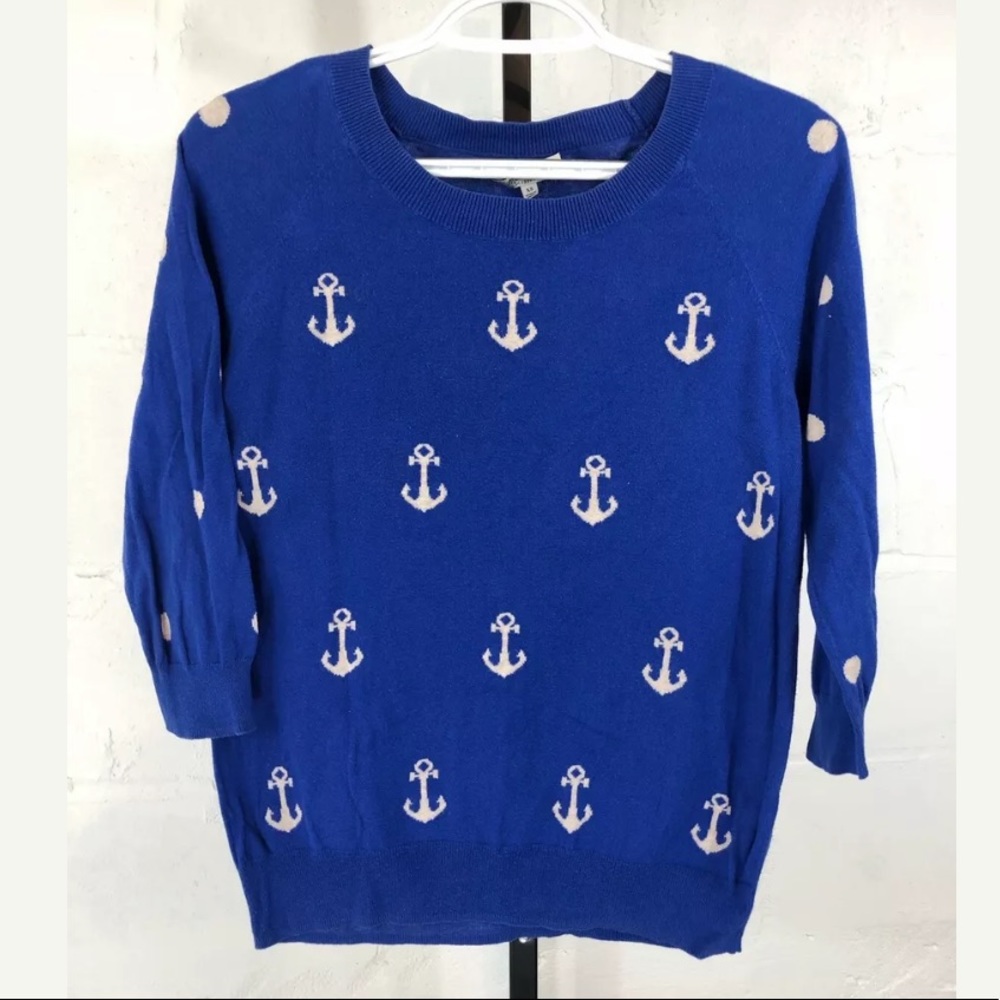 Madewell Cobalt Blue Anchor And Dot Sweater